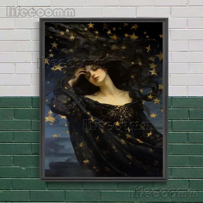 Peinture sur toile de la triple déesse de la nuit