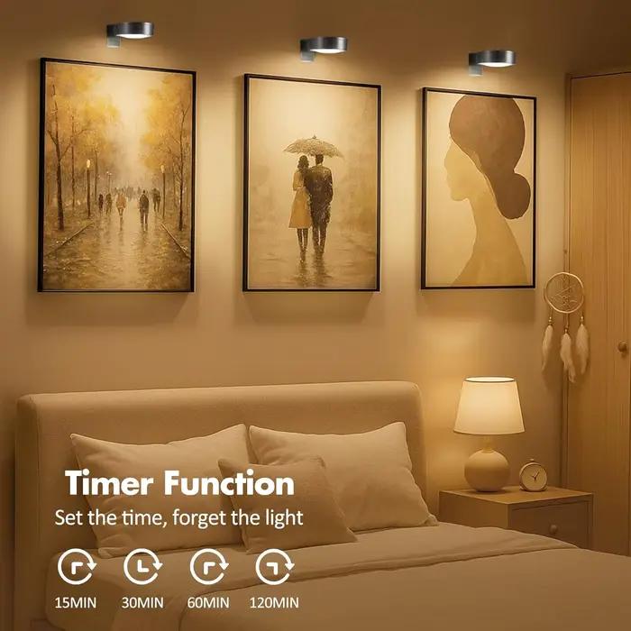 Lumière d'image magnétique à piles, 3 pièces, lumière de peinture Led avec minuterie à intensité variable à distance, 3 Modes d'éclairage, lumière d'affichage artistique