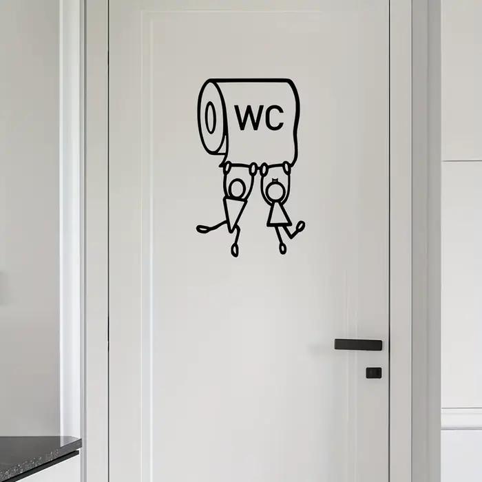 Autocollants de dessin animé « WC » - Art mural humoristique pour les toilettes
