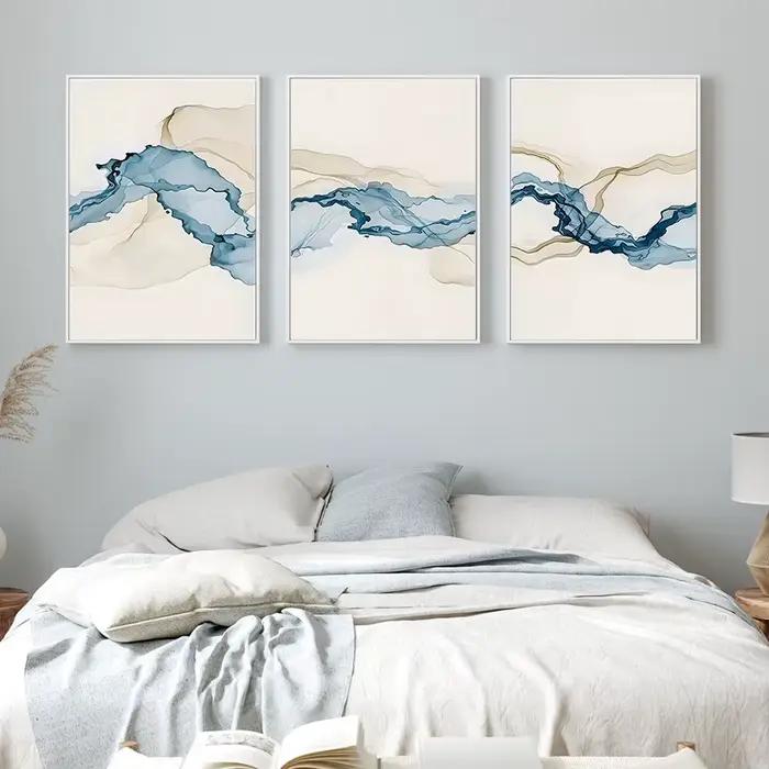 Affiches abstraites modernes Beige bleu