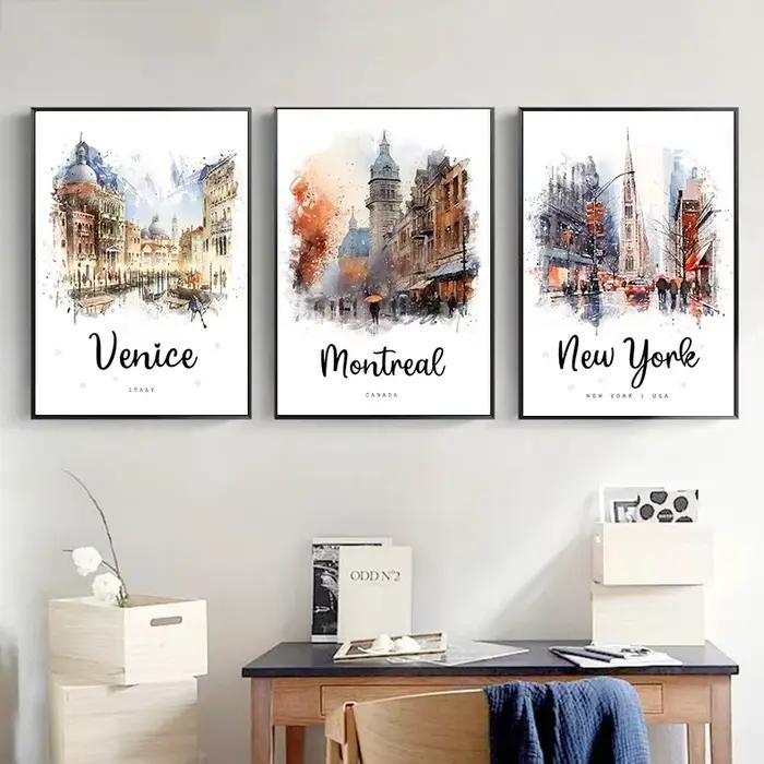 Affiche de voyage de paysage de ville
