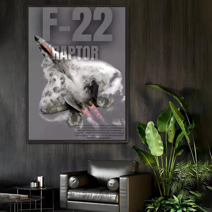 Affiche d'avion de chasse américain F22