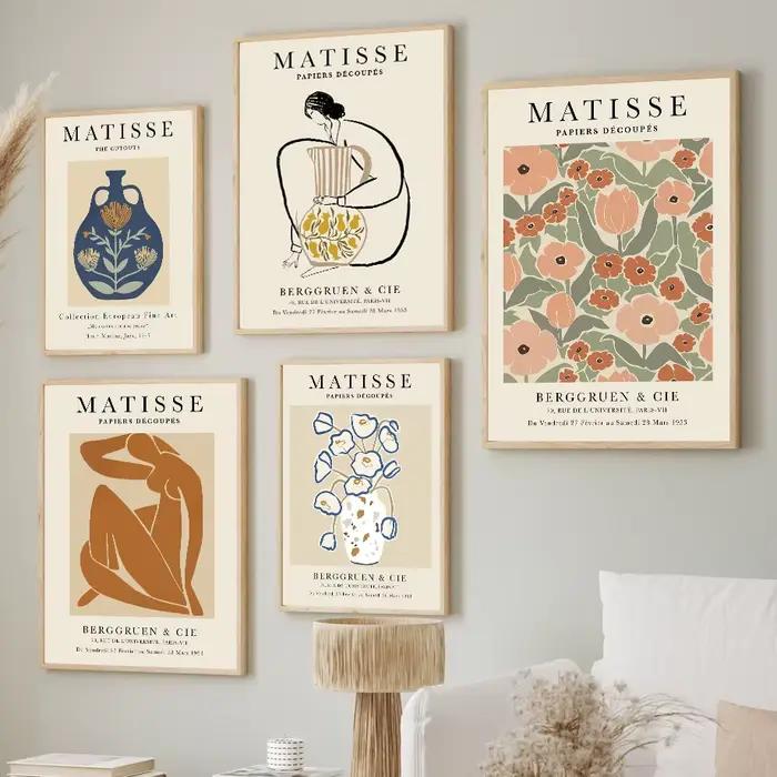 Peinture sur toile abstraite Matisse, femme, corps, vase à fleurs, art mural, affiche vintage nordique et impressions pour décoration de salon