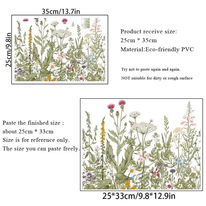 Autocollant mural de plantes vertes variées et fleurs