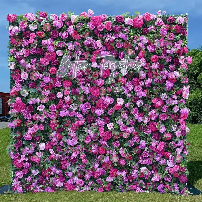 Mur de fleurs en tissu enroulable