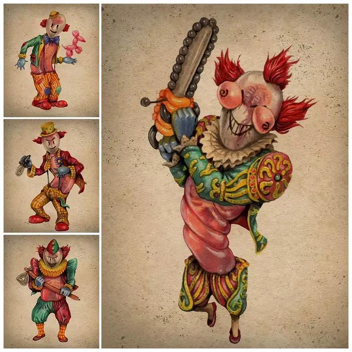 Toile d'art mural Vintage tueur de Clown effrayant