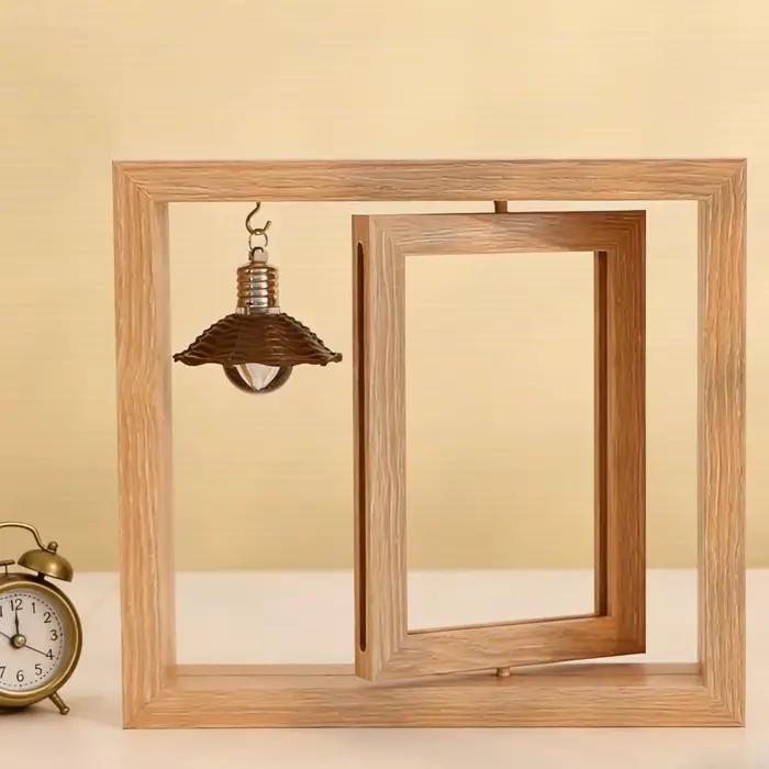 Cadre photo en bois double face rotatif