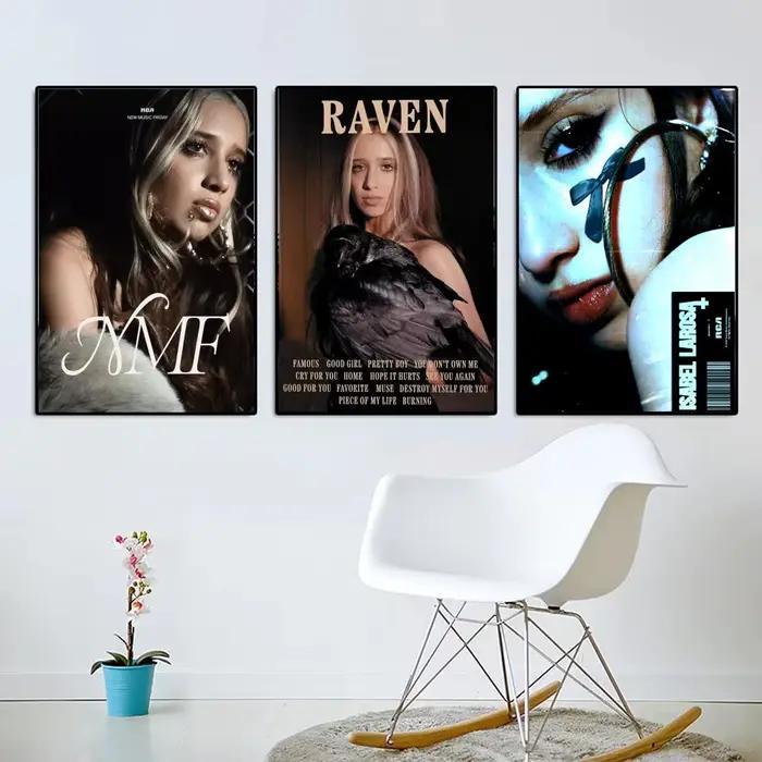 Affiche pop sombre de la chanteuse I-Isabel LaRosa, affiche d'art mural esthétique moderne, articles de décoration de chambre minimalistes