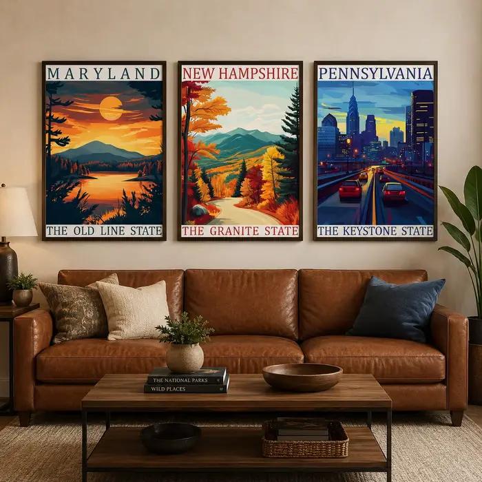Art mural de paysage, peinture sur toile de paysage occidental