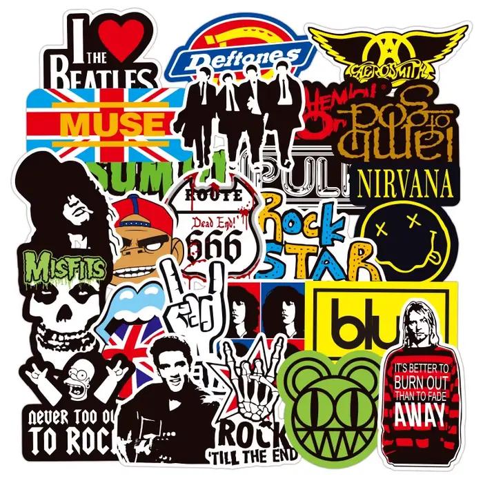 100 autocollants de groupe de rock and roll