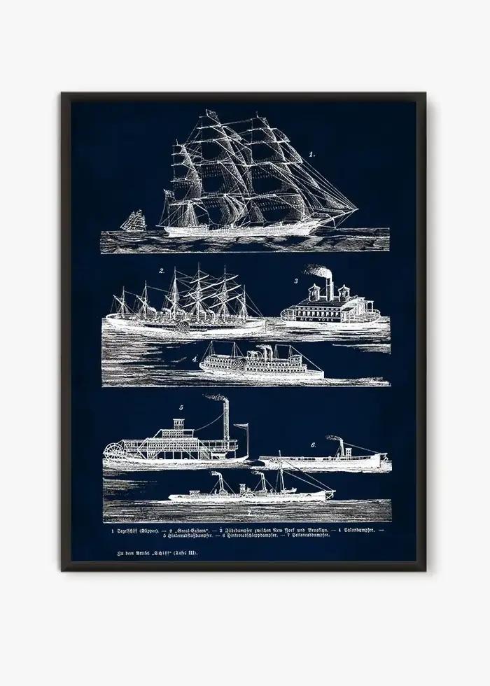 Toile d'art mural nautique Vintage