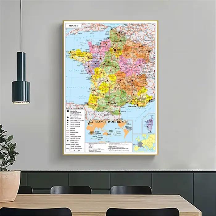 Grande affiche de la carte des transports de la France