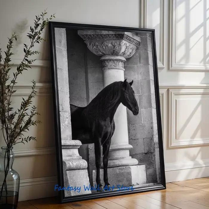 Photos de chevaux noirs, art mural vintage de luxe, impression photo d'équitation, poster sur toile, peinture murale, décoration intérieure