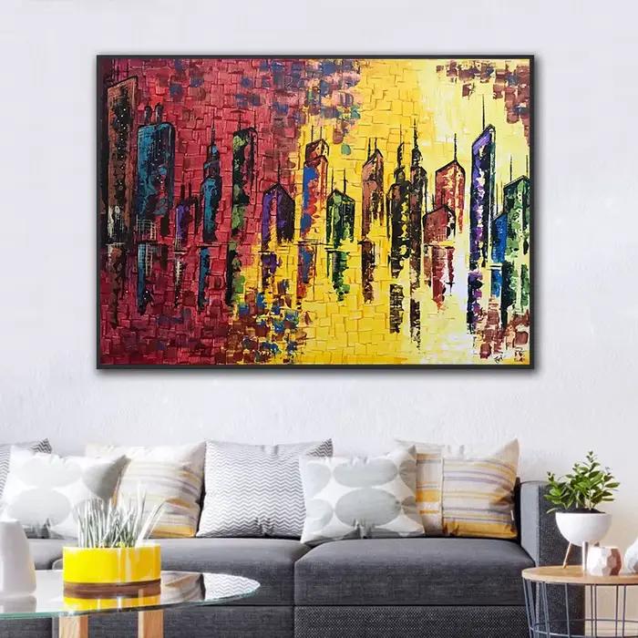 Peinture Murale de Paysage de Ville Colorée