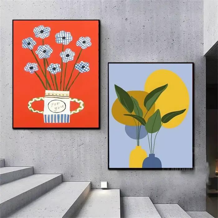 Affiche sur toile moderne avec motif de marché floral et de plantes