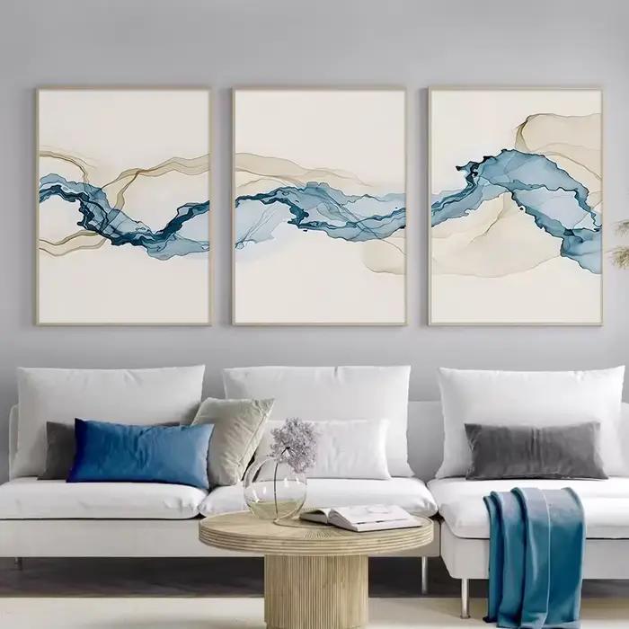 Affiches abstraites modernes Beige bleu
