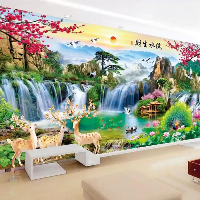 Peinture de paysage de paon d'élan