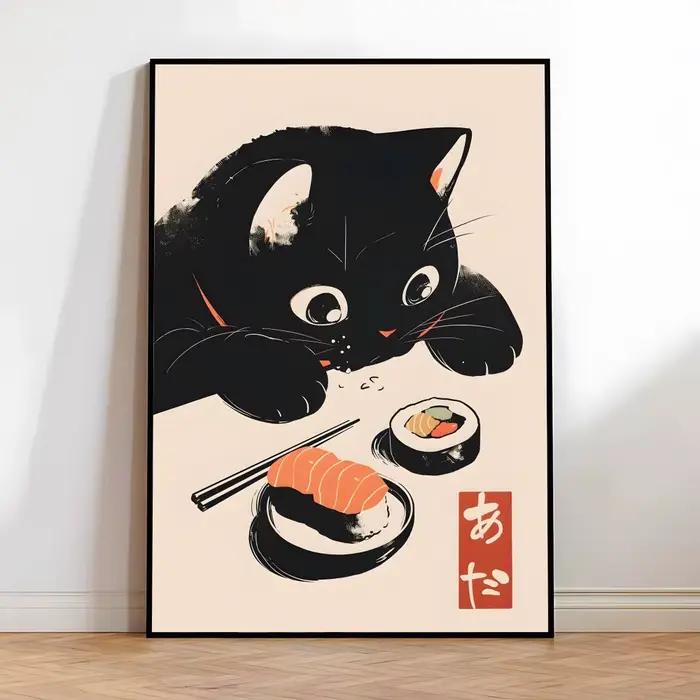 Edacity mignon BlackCat classique Style Vintage affiche Simple décoration autocollant adapté à la maison