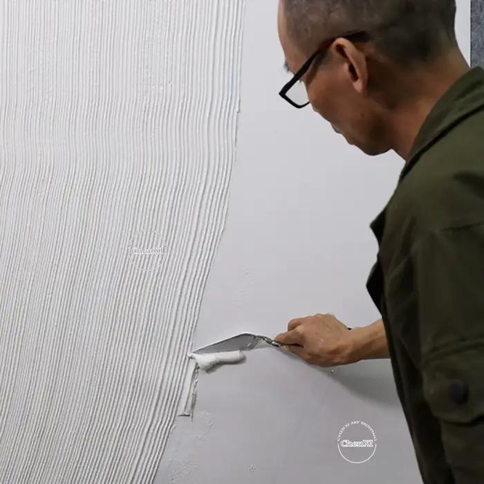 Décoration de la maison contemporaine peinte à la main, ligne blanche abstraite, coutumes sur toile, grande décoration de chambre, sans cadre, offre spéciale