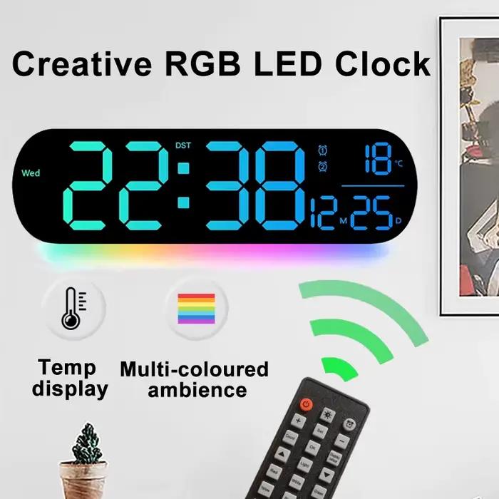 Horloge murale numérique lumineuse LED