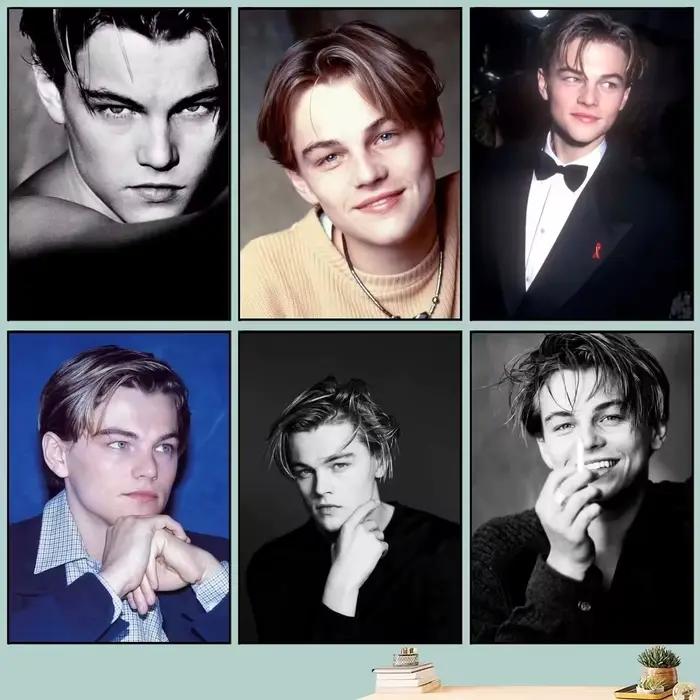 L-Leonardo Dicaprio Young Poster, Art auto-adhésif, Petite affiche de qualité HD, Peinture murale, Décoration murale d'étude
