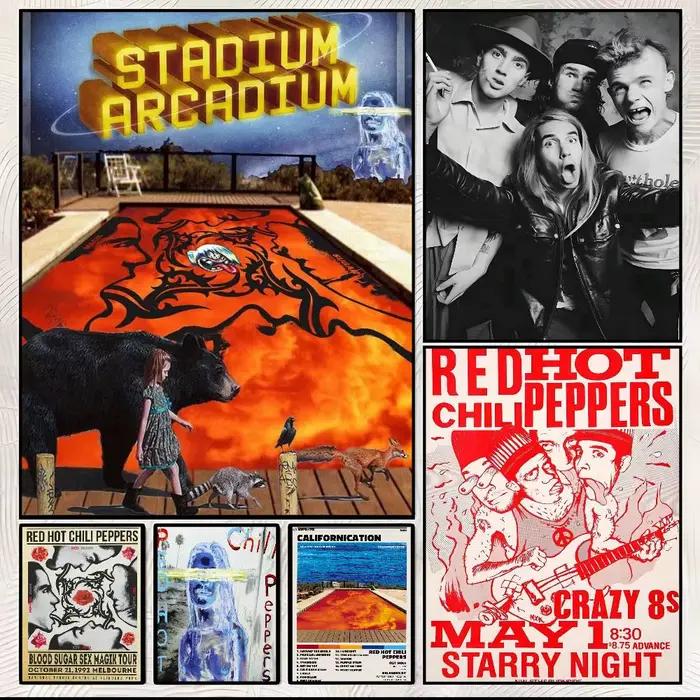 Affiche d'art de bande r-rouge Hot C-Chili Peppers avec imprimés