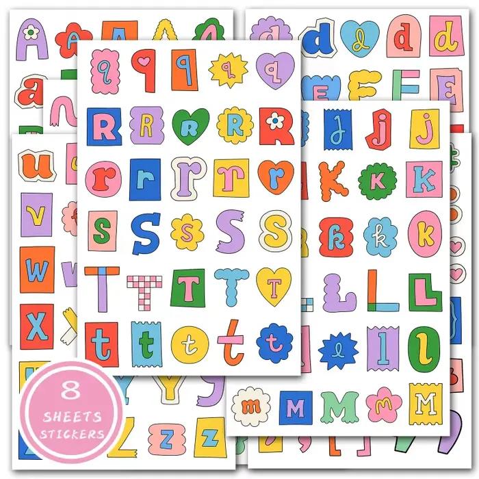 Étiquette autocollante avec symboles de l'alphabet