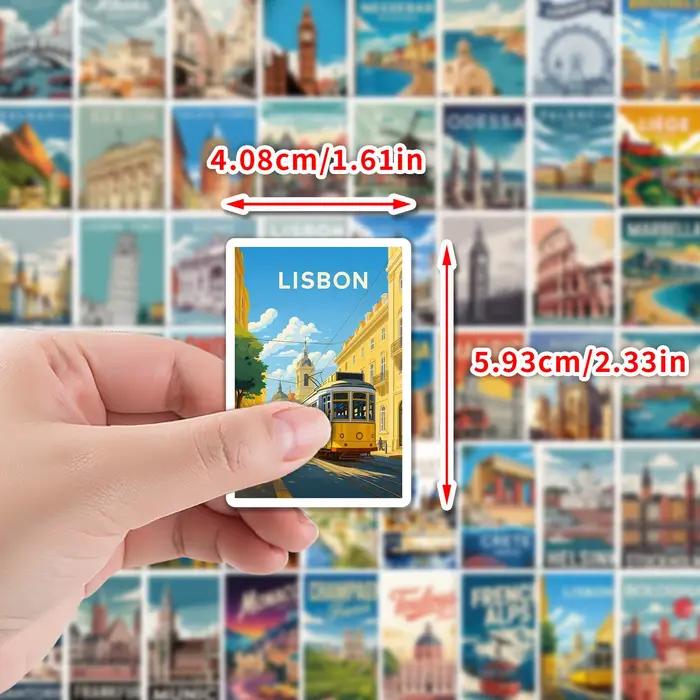 50 autocollants vintage de voyage en Europe