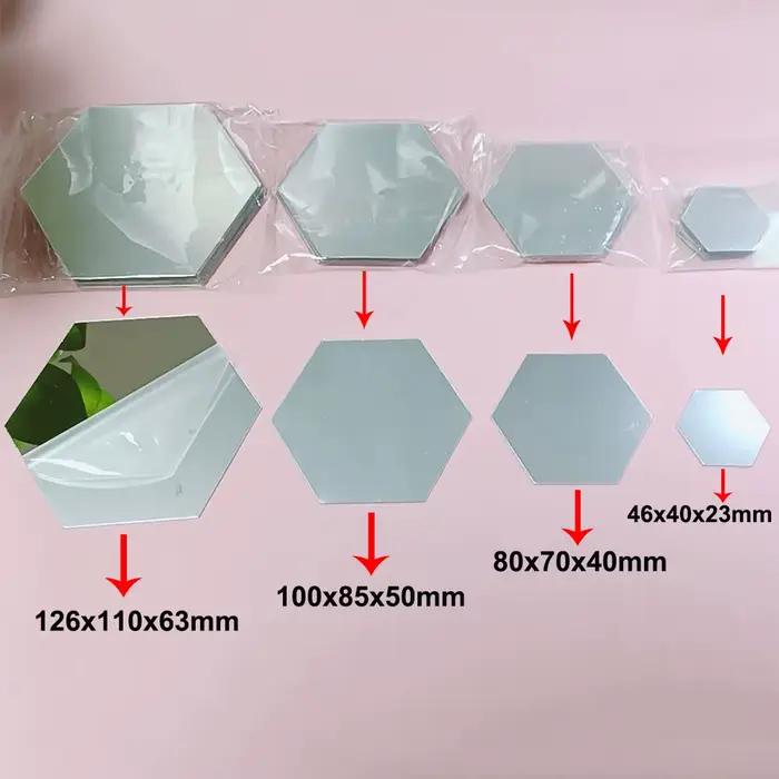 Autocollant mural miroir hexagonal 3D