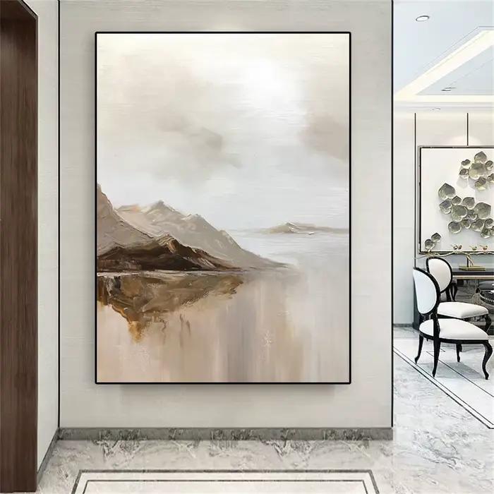 Grande affiche de peinture abstraite beige