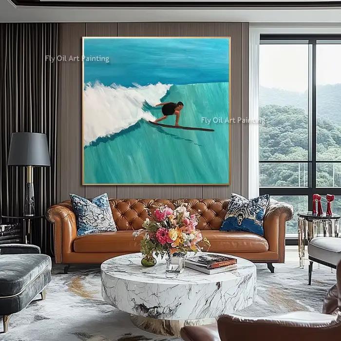 Décoration murale originale « Blue Green People Set Sail » pour chambre