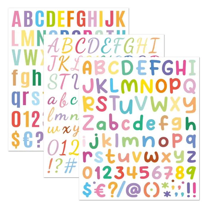 Autocollants de lettres colorées en vinyle auto-adhésif