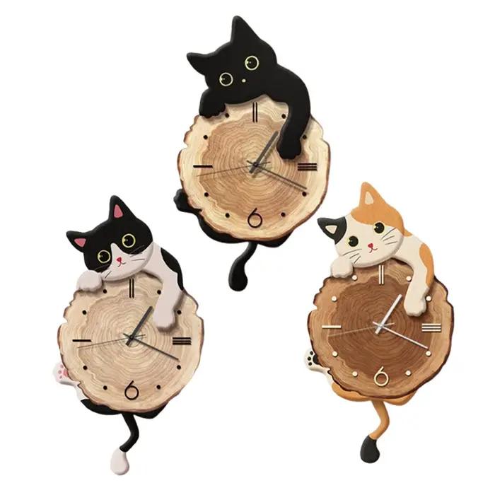 Horloge murale chat, pendule mignon