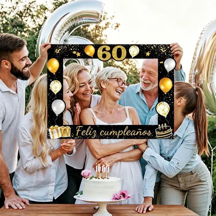 Cadre photo noir doré pour anniversaire 30/40/50/60/70 ans