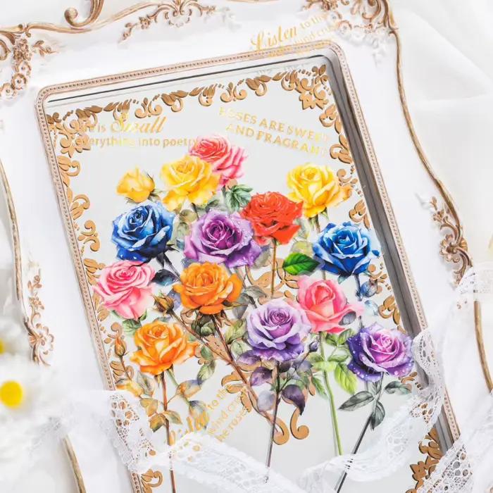 1 paquet/30 autocollants de fleurs de rose grand format 15-20 cm