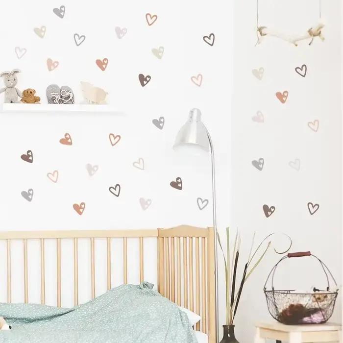 24 pièces coeur autocollant mural pour chambre d'enfants bébé garçon