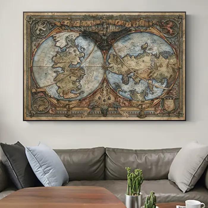Thrones Game Dépannage et Essos Land Map Poster