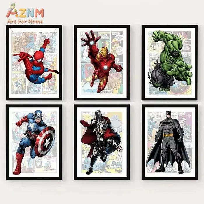 Ensemble d'affiches de super-héros de bandes dessinées
