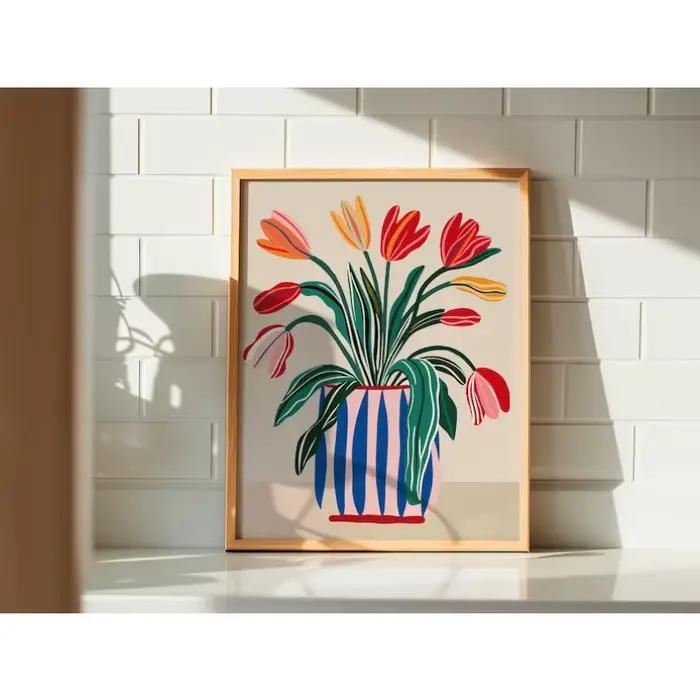 2 tableaux sur toile de fleurs de tulipes
