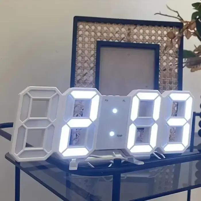 Table 3D LED réveil Date/température pour la maison cuisine bureaux horloge décoration jardin horloges