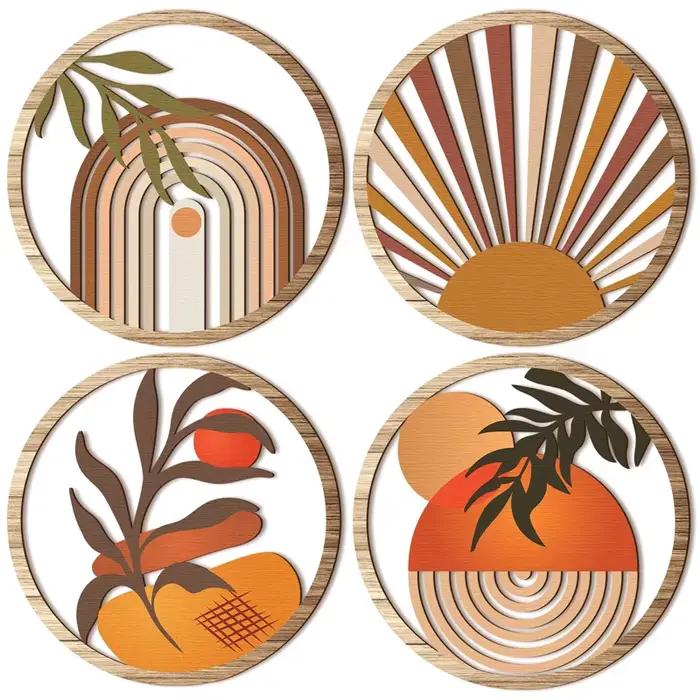 4 pièces mur en bois Art bohème ferme