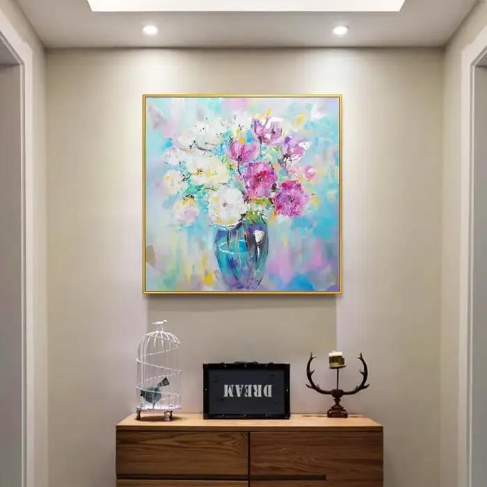 Peinture à l'huile florale abstraite peinte à la main