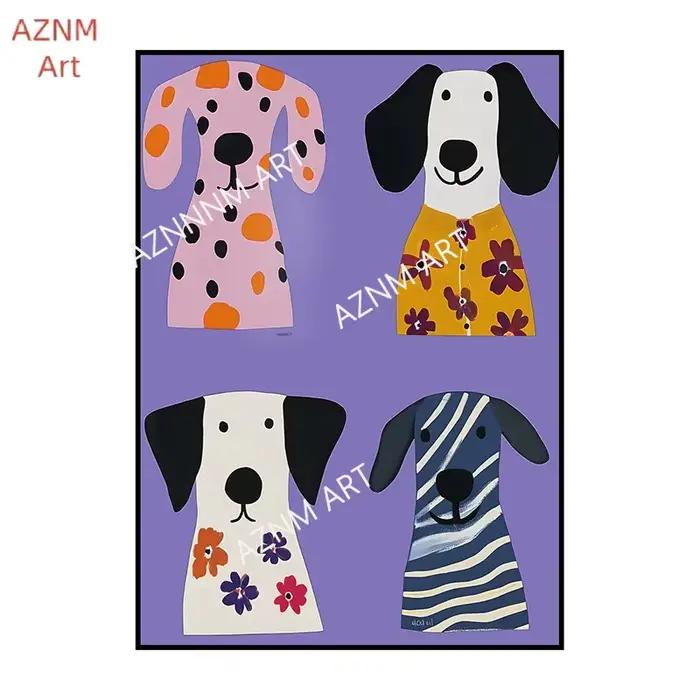 Peinture sur toile, affiches colorées et amusantes de chiens