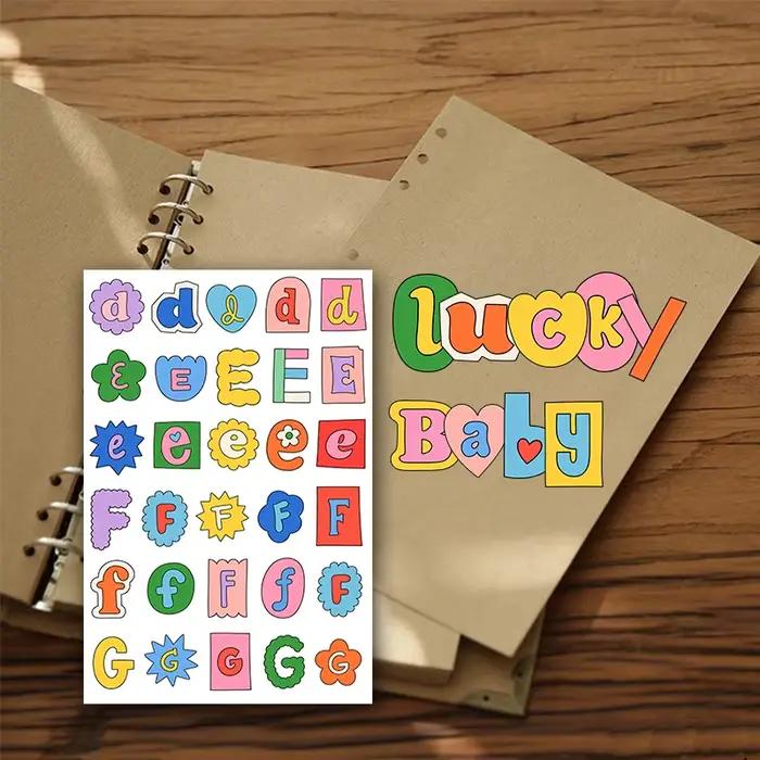 Étiquette autocollante avec symboles de l'alphabet