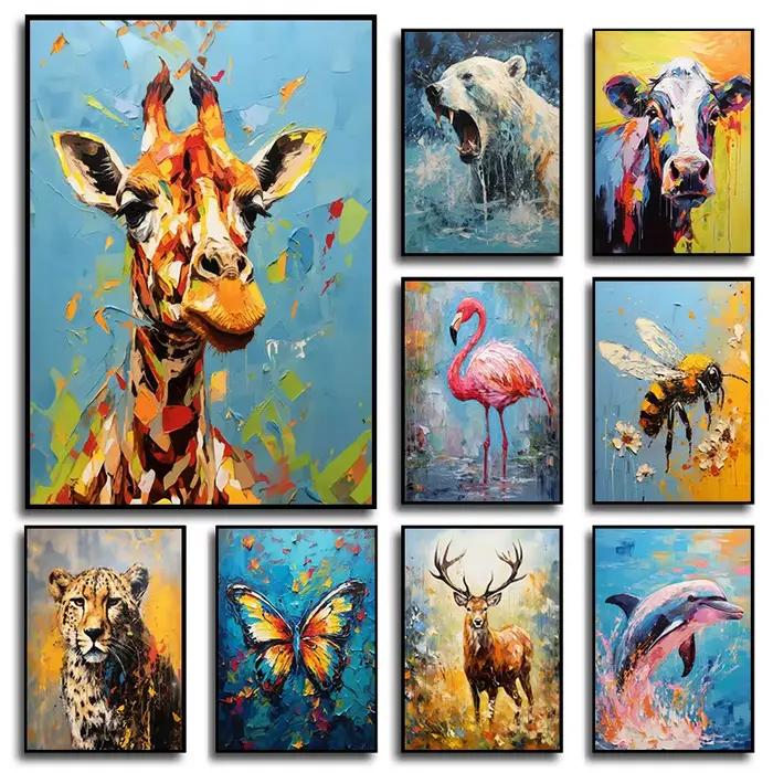 Toile d'art mural avec animaux abstraits