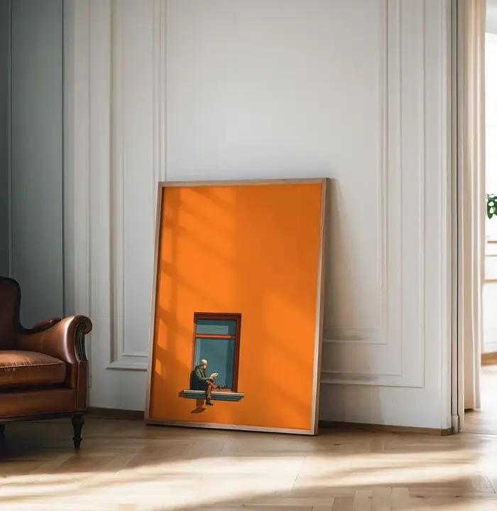 Art mural minimaliste orange