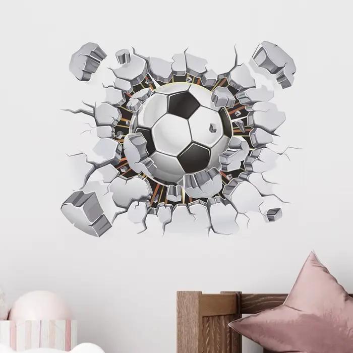 Autocollants muraux de Football muraux cassés créatifs