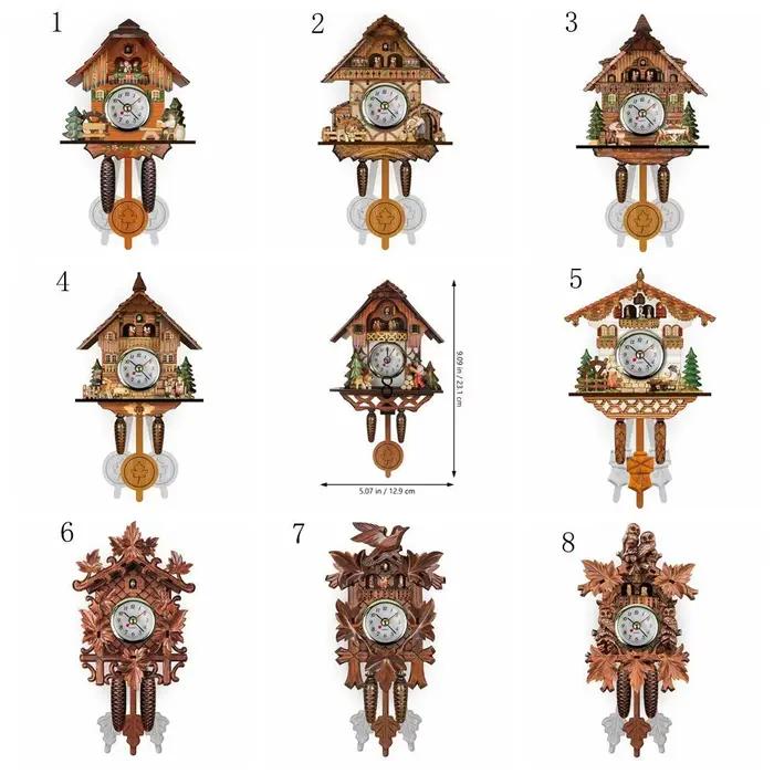 Horloge murale vintage silencieuse en bois Forest Tower avec pendule