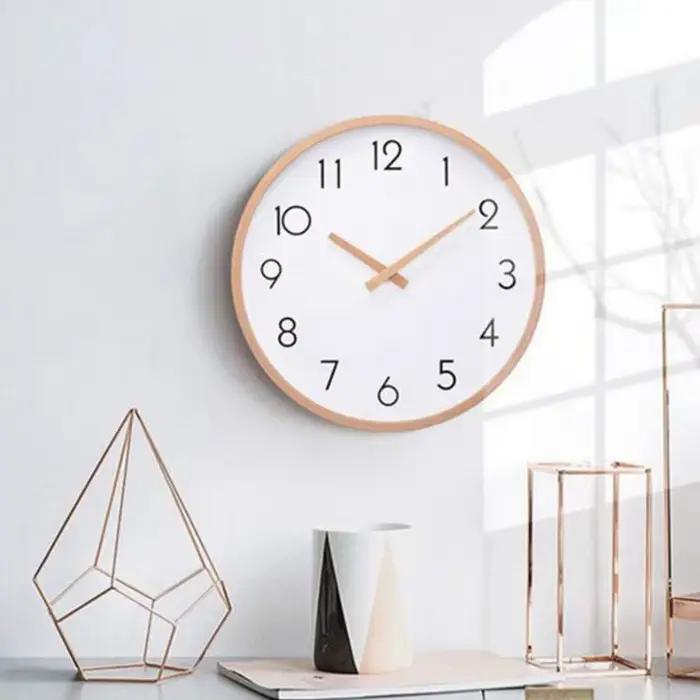Horloge murale blanche silencieuse en bois