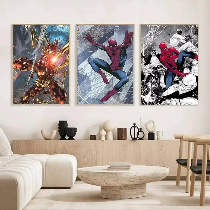 Affiches de super-héros S-Spider Cartoon M-Man Manga